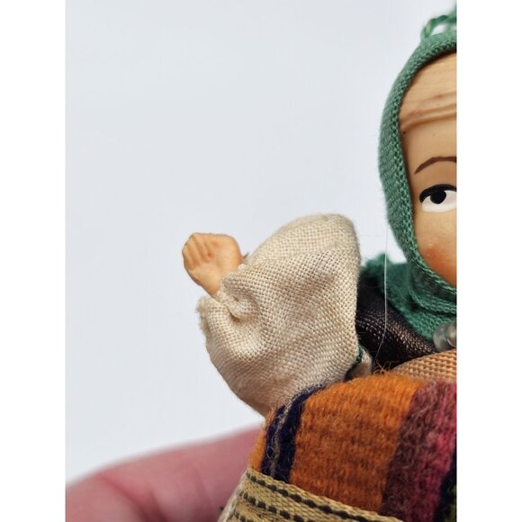 Vintage German Celluloid Folk Art Doll Hanging Christmas Tree Ornament - Picture 3 of 10